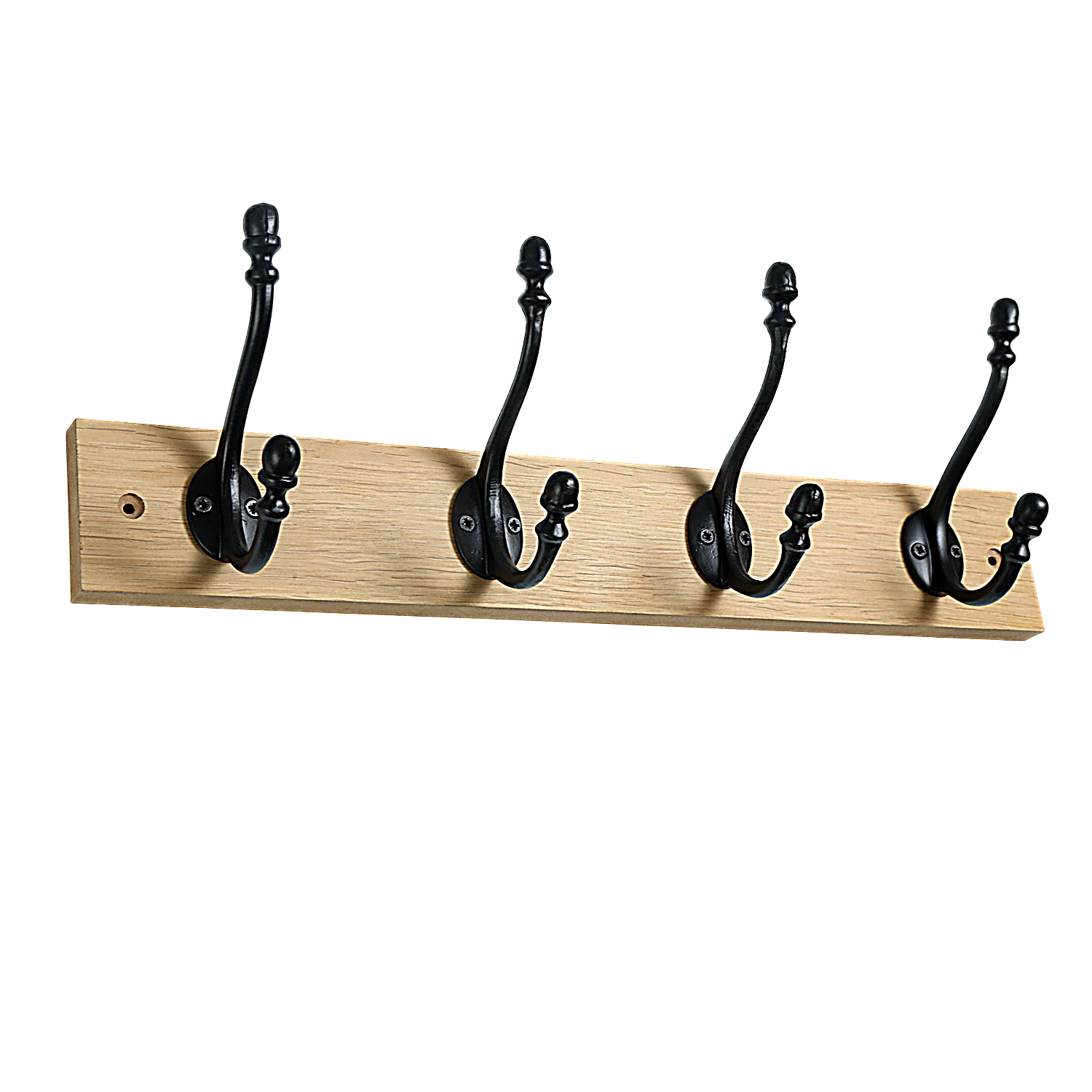 Wall mounted natural board with 4 hat & coat hooks