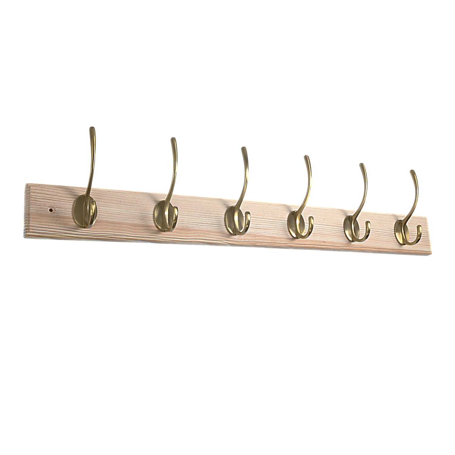 Wall mounted natural hook rail with 6 hooks